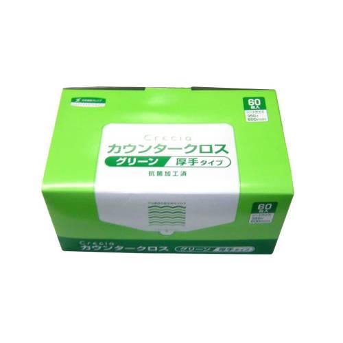クレシア抗菌カウンタクロス厚手60枚入緑65312 0823410