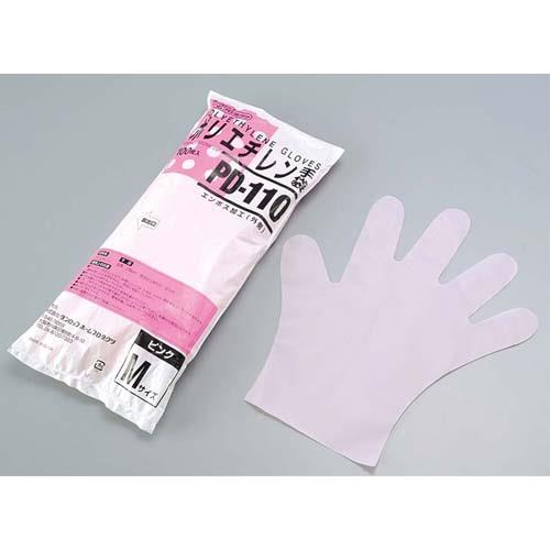 ポリエチレン手袋PD-110100枚入Mピンク 7749220