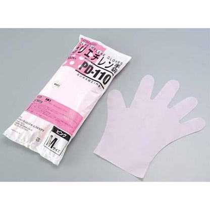 ポリエチレン手袋PD-110100枚入Mピンク 7749220