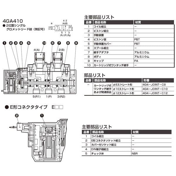パイロット式5ポート弁 ダイレクト配管 ＜4GA410-C12-C E2-3＞