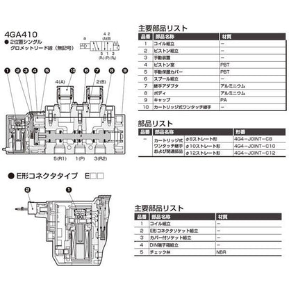 パイロット式5ポート弁 ダイレクト配管 ＜4GA410-C12-C E2-3＞