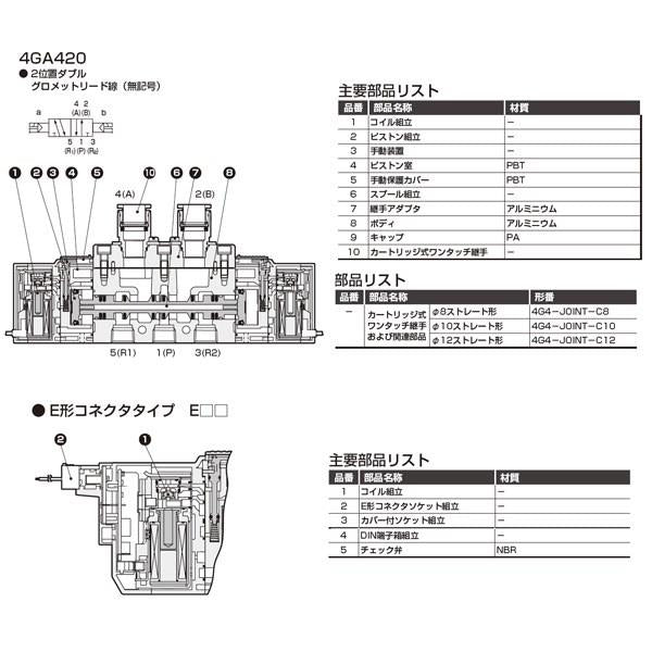 パイロット式5ポート弁 ダイレクト配管 ＜4GA420-C12-C E2-3＞