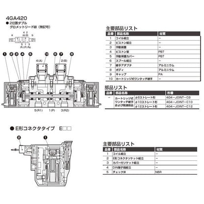 パイロット式5ポート弁 ダイレクト配管 ＜4GA420-C12-C E2-3＞