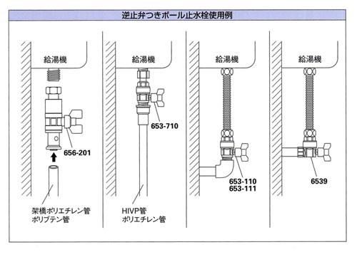 逆止弁つきボール止水栓(ワンタッチ・片ナットつき) ＜656＞