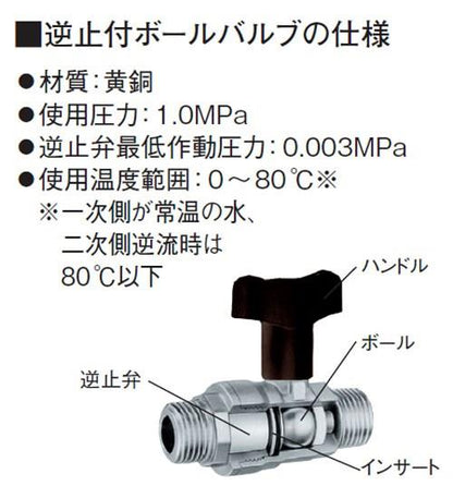 ナット付逆止付ボールバルブ ＜V665BV＞