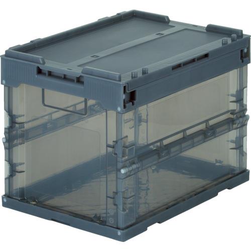 TRUSCO オリコン α折りたたみコンテナ スケルコン 20L(蓋付) 透明ブラック 黒 TR-SC20 BK