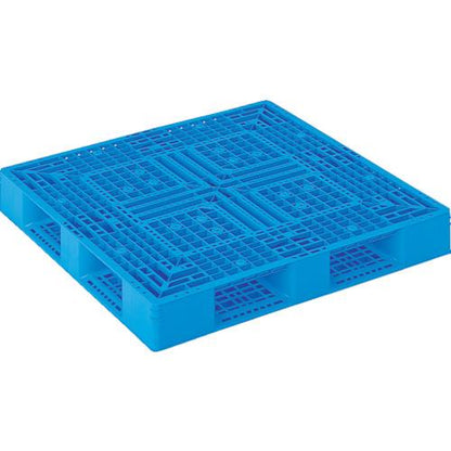 サンコー 樹脂パレット(片面四方差し) プラスチックパレット 814436 D4-1212-2 最大動荷重1000kg ライトブルー SK-D4-1212-2-BL