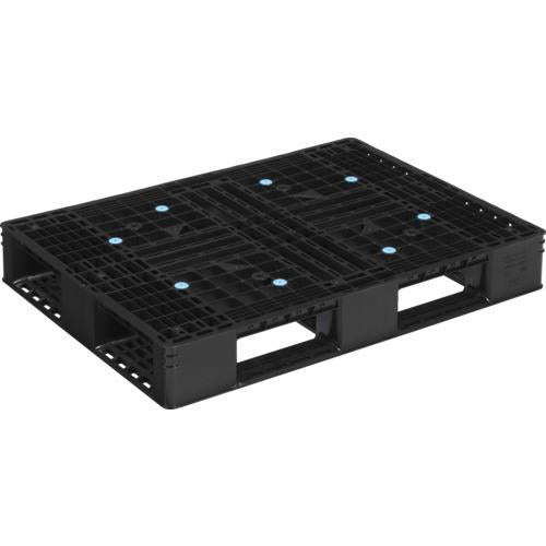 サンコー 樹脂パレット(片面四方差し) リサイクルプラスチックパレット 808850 D4-811-3 ブラック 間口1100×奥行800×高さ150mm SK-D4-811-3-BK