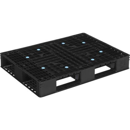 サンコー 樹脂パレット(片面四方差し) リサイクルプラスチックパレット 808850 D4-811-3 ブラック 間口1100×奥行800×高さ150mm SK-D4-811-3-BK