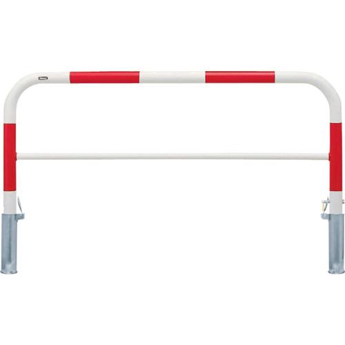サンポール アーチ 車止め 差込式カギ付(スチール) 赤白 FAH-7SK15-650(RW)
