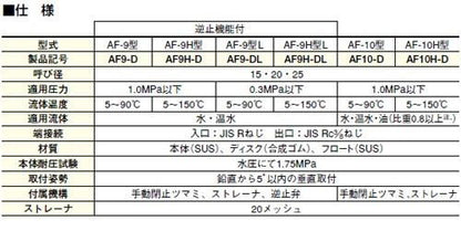 空気抜弁(水・温水用) ＜AF10H-D＞