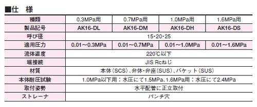 スチームトラップ ＜AK16-DL＞