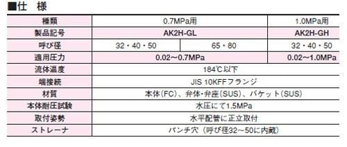スチームトラップ ＜AK2H-GH＞