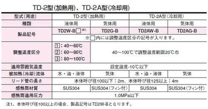温度調整弁(液体加熱用) ＜TD2W-B＞