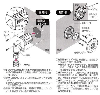 壁貫通エルボボックス(コネクタなし) ＜GSSKH2-13A＞