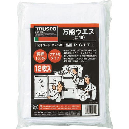 TRUSCO 万能ウエス タオル地タイプ 12枚入 P-GJ-TU