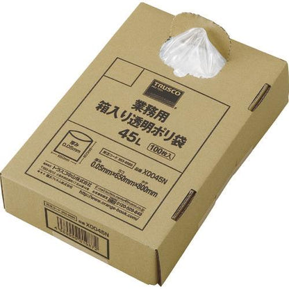 TRUSCO まとめ買い 業務用ポリ袋 透明・箱入り 0.05X45L (100枚入) X0045N