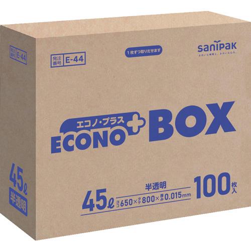 サニパック E-44エコノプラスBOX45L半透明 (100枚入) E-44-HCL