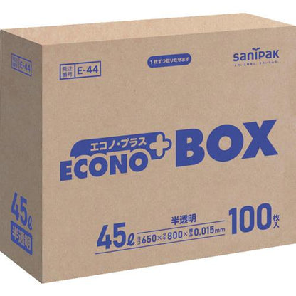 サニパック E-44エコノプラスBOX45L半透明 (100枚入) E-44-HCL