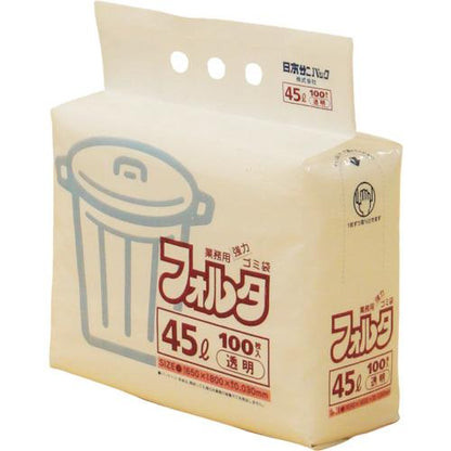 サニパック F-4C 環優包装ゴミ袋フォルタ 45L 透明 (1袋(PK)＝100枚入) F-4C-CL