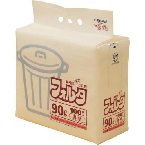 サニパック F-9C 環優包装ゴミ袋フォルタ 90L 透明 (1袋(PK)＝100枚入) F-9C-CL