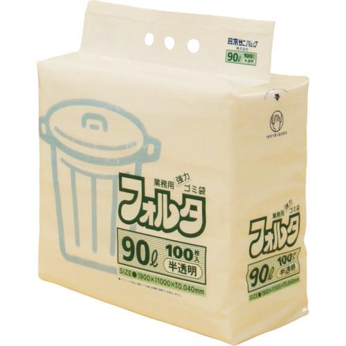 サニパック F-9H 環優包装ゴミ袋フォルタ 90L 白半透明 (1袋(PK)＝100枚入) F-9H-HCL