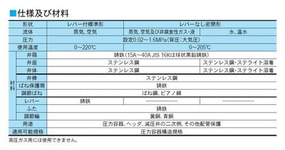 RPF12型　揚程式安全逃し弁　＜RF12-FYWJ1F0＞