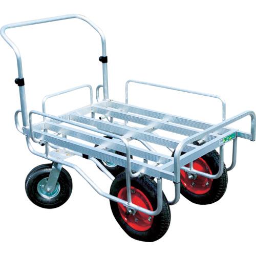 HARAX アルミ製運搬車 愛菜号 前輪13×3T後輪350×4エアー入2輪自在タイプ 積載面950～1150×700～960mm CHJ-2000