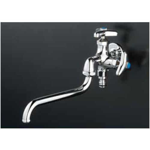屋外ホース接続ニップル付二口自在水栓 ＜K21SP＞
