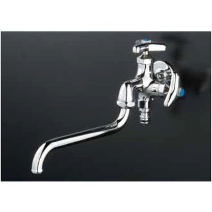 屋外ホース接続ニップル付二口自在水栓 ＜K21SP＞