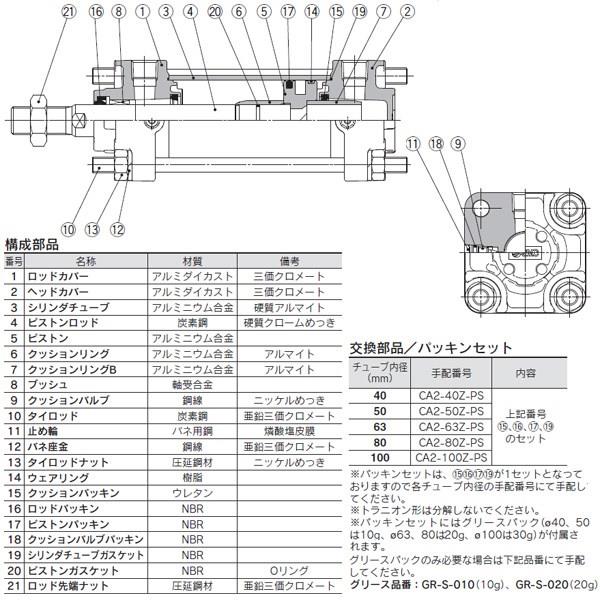 エアシリンダ ＜CA2F＞