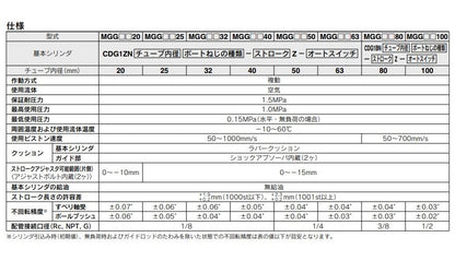 ガイド付シリンダ ＜MGG＞