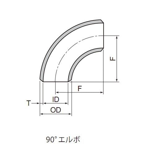 突合せ溶接式管継手 鋼管製 黒 90°エルボ ロング ＜90E(L)-FSGP-B＞