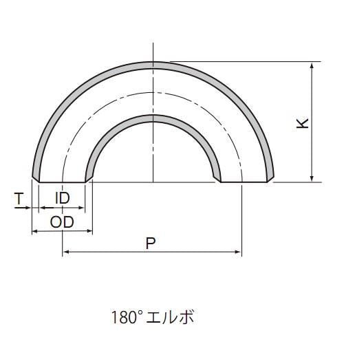 突合せ溶接式管継手 鋼管製 黒 180°エルボ ロング ＜180E(L)-FSGP-B＞