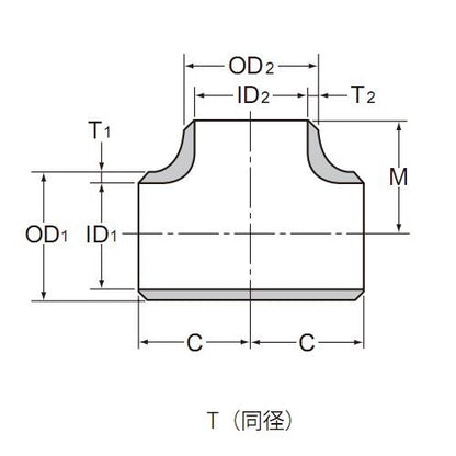 突合せ溶接式管継手 ステンレス鋼製 T 径違い ＜T(R)-SUS304-S10S＞