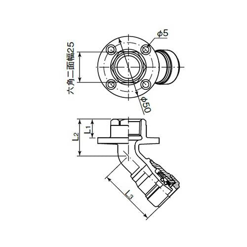 エスロカチットS 床出し調整ジョイント 45°Lタイプ ＜SMY＞