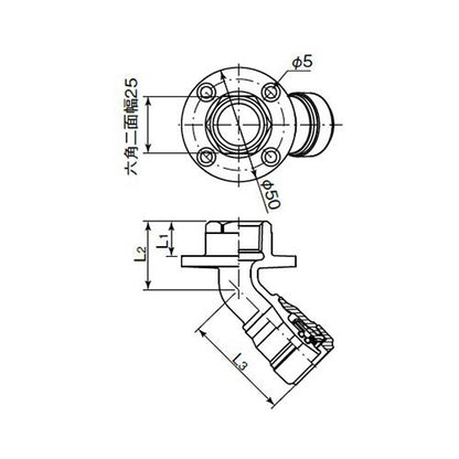 エスロカチットS 床出し調整ジョイント 45°Lタイプ ＜SMY＞