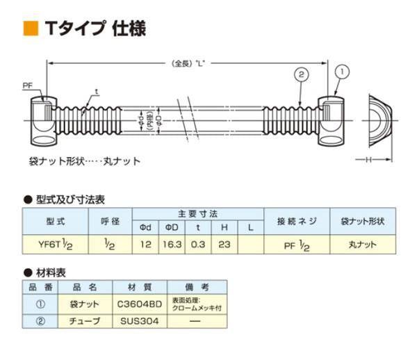 ステンレスフレキ管 定尺SUS304・Φ16.0 ＜1H＞
