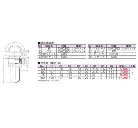 ツバ付ワンタッチ掃兼金具スーパートラップ付 ＜D-3CO-STD-PUーF＞