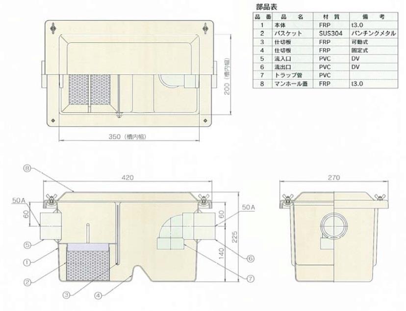 FRP製床置型グリース阻集器 ＜GF2-7K＞