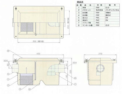 FRP製床置型グリース阻集器 ＜GF2-7K＞