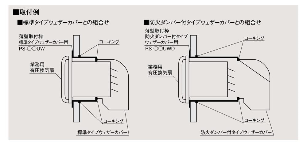 有圧換気扇システム部材 業務用有圧換気扇用薄型取付枠 ＜PS-UW＞