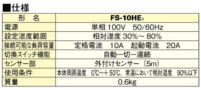 制御システム部材 湿度スイッチ(露出製) ＜FS-10HE1＞