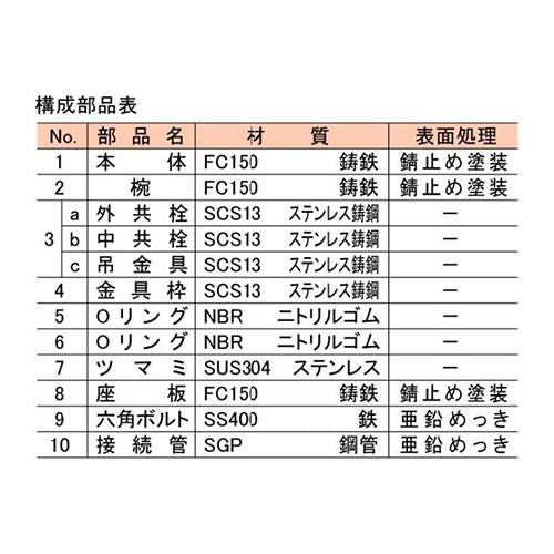 椀型鋳鉄製排水共栓 ＜T5B-SNF(SU)＞