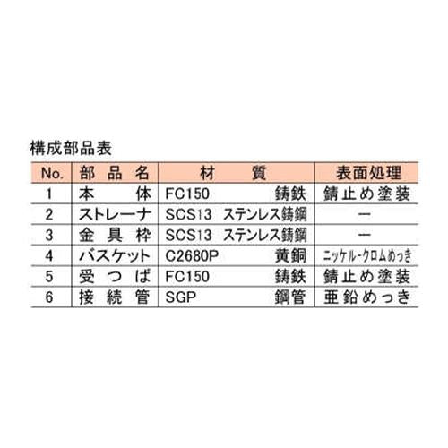 P型鋳鉄製排水トラップ ＜T16-BS(SU)＞