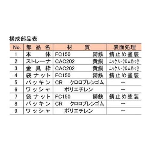 バス兼用鋳鉄製P型トラップ ＜MBK-AS-50x40＞