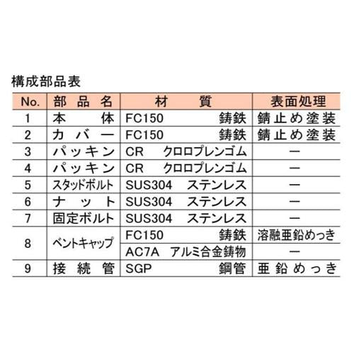 通気管接続用鋳鉄製防水継手 ＜VR-PC-B2＞