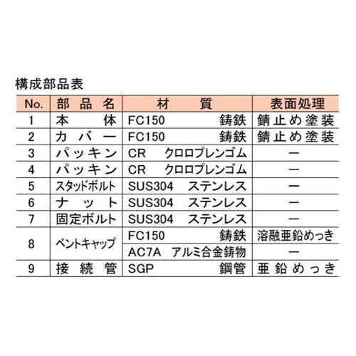 通気管接続用鋳鉄製防水継手 ＜VR-PCL-M1＞