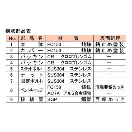 通気管接続用鋳鉄製防水継手 ＜VR-PC3L-M1＞