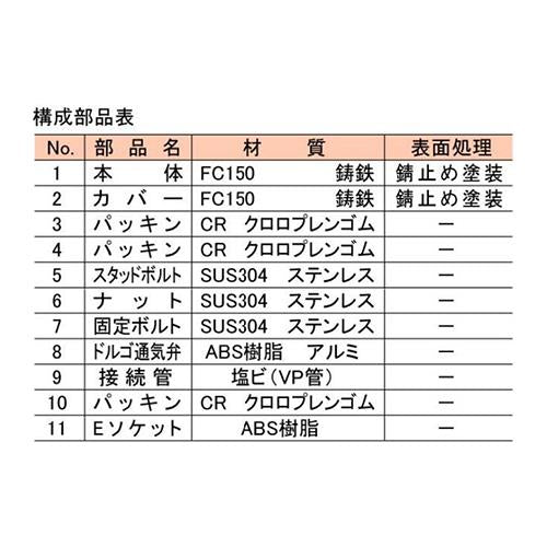通気管接続用鋳鉄製防水継手 ＜VR-PCLL-D＞